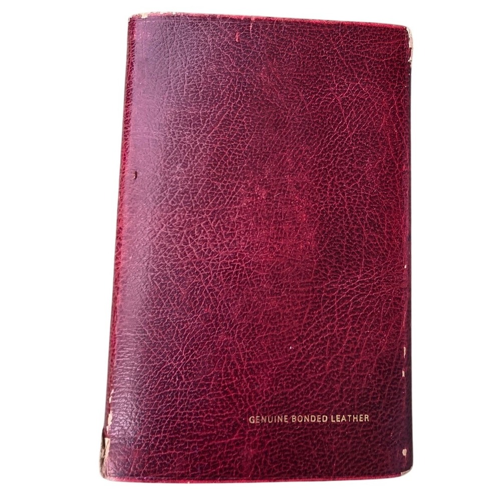 Vintage KJV Holy Bible Red Bonded Leather Concordance Red Letter Wallet Z2